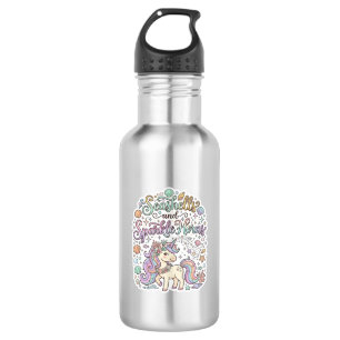Einhorn-Muscheln und Glanzhörner Premium-Vektor Edelstahlflasche