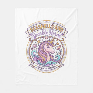 Einhorn-Muscheln und Glitzerhörner POD Fertig Zazz Fleecedecke