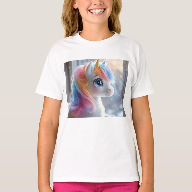 Einhorn Nah T-Shirt (Vorderseite)