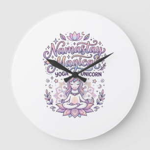 Einhorn Namastay Magisches Liebenswertes Typografi Große Wanduhr