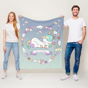 Einhorn, Name hinzufügen, Gemütlich, Pastellfarben Fleecedecke