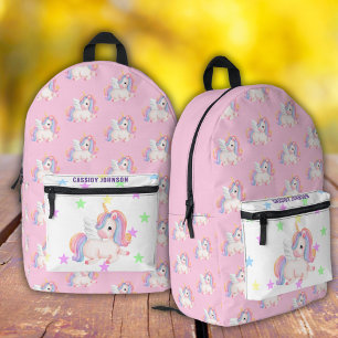 Einhorn-Name im Pastell-Regenbogen Bedruckter Rucksack