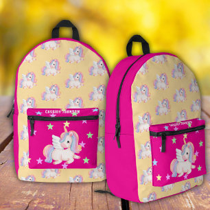 Einhorn-Name in Rosa und Gelb Bedruckter Rucksack