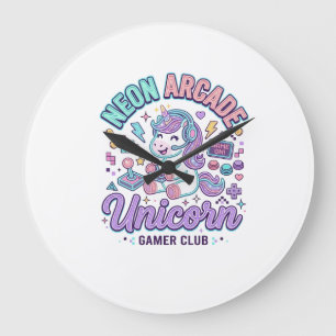 Einhorn Neon Arcade Einhorn Retro-Stil Produkt Gr Große Wanduhr
