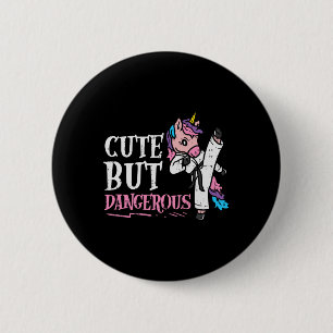 Einhorn Niedlich, aber gefährlich Karate Taekwondo Button