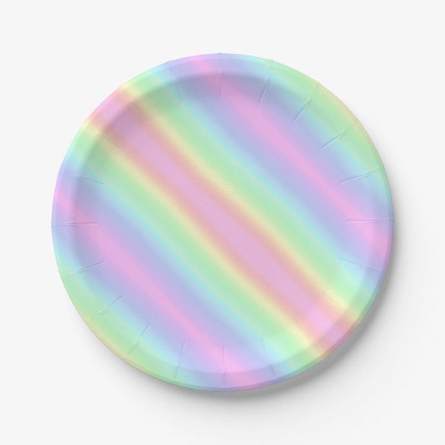 Einhorn Niedliche Pastel Rainbow Streifen Gradient Pappteller (Vorderseite)