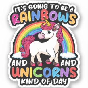 Einhorn Niedliche Whimsical Funny Rainbows und Ein Aufkleber