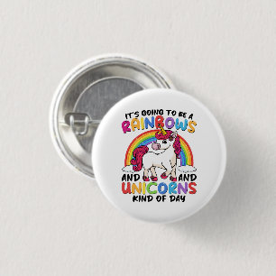 Einhorn Niedliche Whimsical Funny Rainbows und Ein Button