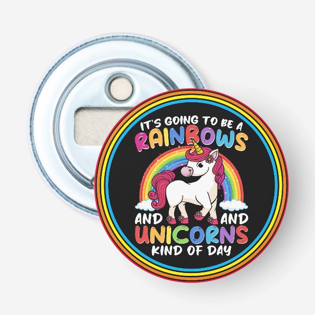 Einhorn Niedliche Whimsical Funny Rainbows und Ein Flaschenöffner (Vorderseite)