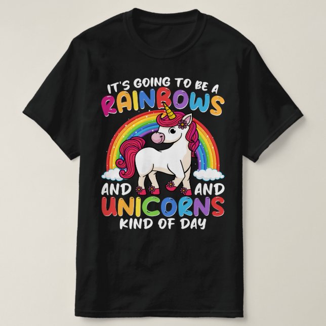 Einhorn Niedliche Whimsical Funny Rainbows und Ein T-Shirt (Design vorne)