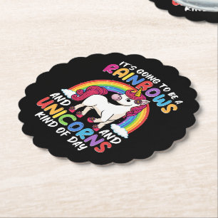 Einhorn Niedliche Whimsical Funny Rainbows und Ein Untersetzer