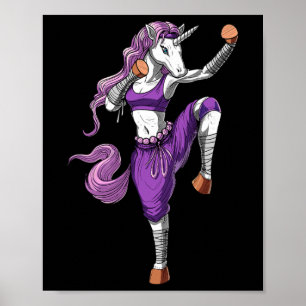 Einhorn-Ninja-Karate-Kickboxen-Muay-Thai-Kampfspor Poster
