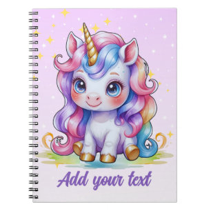 Einhorn-Notizbuch mit personalisiertem lila Titelb Notizblock
