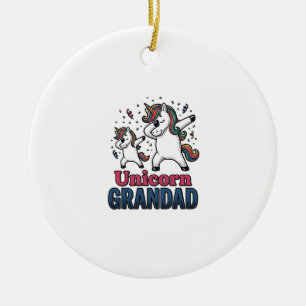 Einhorn-Opa Vintage-Stickerei-Shirt-Design_1 Keramik Ornament