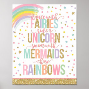 Einhorn-Party-Dekoration Einhorn-Party-Schild Poster