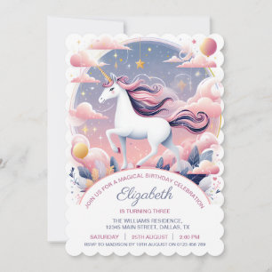 Einhorn Party Einladung, Einhorn Geburtstag Einladung