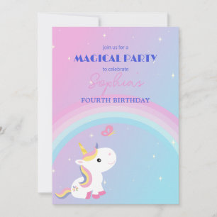 Einhorn-Party-Einladung mit Glanz und Wolken Einladung
