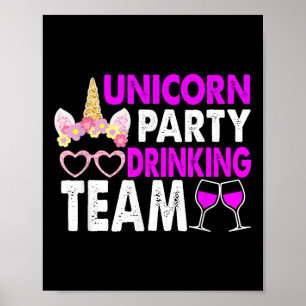 Einhorn-Party-Trinkteam-Hochzeit-Braut-Und Bräutig Poster