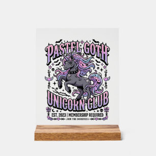 Einhorn Pastell Goth Einhorn Club Werbeaufkleber Acrylschild