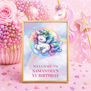 Einhorn-Pastell-Mädchen-Willkommensposter 8x10 Poster