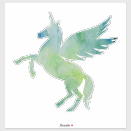 Einhorn, Pegasus, grünes blaues Fantasiepferd Aufkleber