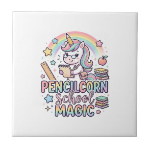 Einhorn Pencilcorn Schule Magie Liebenswerter Aufk Fliese