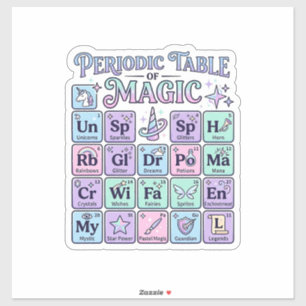 Einhorn Periodensystem der Magie Grafikdesign Mer Aufkleber