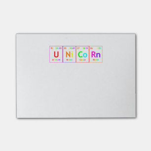 EINHORN Periodensystems Elemente Wort Regenbogen F Post-it Klebezettel