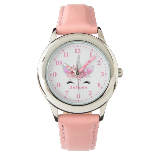 Einhorn Personalisierter Kinderuhr Armbanduhr (Vorderseite)