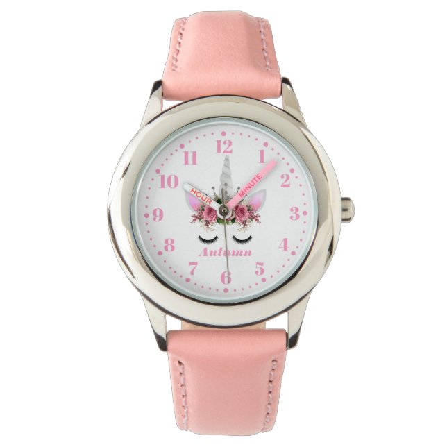 Einhorn Personalisierter Kinderuhr Armbanduhr (Vorderseite)