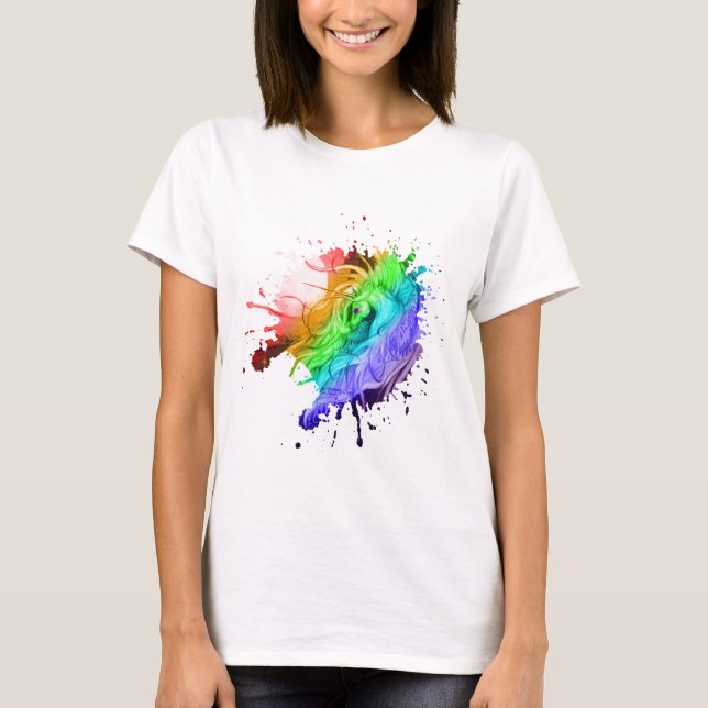 Einhorn-Pferdepony equine pegasus Regenbogenflügel T-Shirt (Vorderseite)