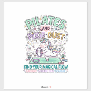 Einhorn Pilates und Feenstaub Fett Schrift T-Shirt Aufkleber