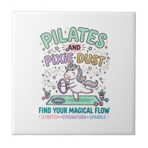 Einhorn Pilates und Feenstaub Fett Schrift T-Shirt Fliese