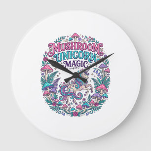 Einhorn Pilz Einhorn Magie Farbige POD Kunstwerk Große Wanduhr