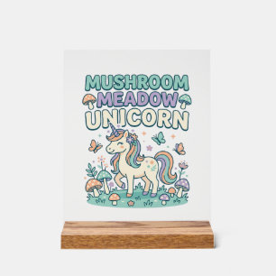 Einhorn Pilz Wiese Einhorn Trendy T-Shirt Des Acrylschild