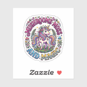 Einhorn Pilze Moos und Magie Werbe-Shirt Aufkleber