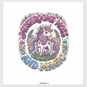 Einhorn-Pilze-Moos-und-Magie-Werbe-Shirt Aufkleber