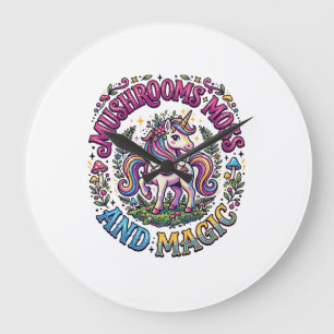 Einhorn Pilze Moos und Magie Werbe-Shirt  Große Wanduhr