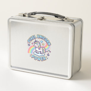 Einhorn Pixel Einhorn Power Grafikdesign Produkt Metall Brotdose