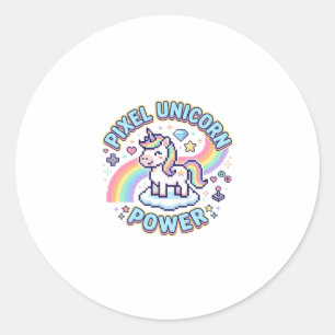 Einhorn Pixel Einhorn Power Grafikdesign Produkt Runder Aufkleber
