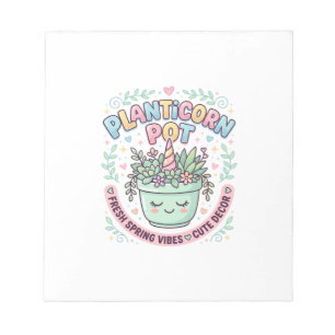 Einhorn Planticorn Topf Grafikdesign Grafik T-Shir Notizblock