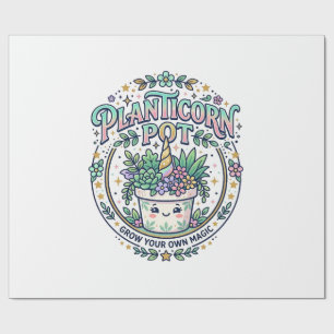 Einhorn Planticorn Topf POD Bereit POD Artwork_1 Geschenkpapier