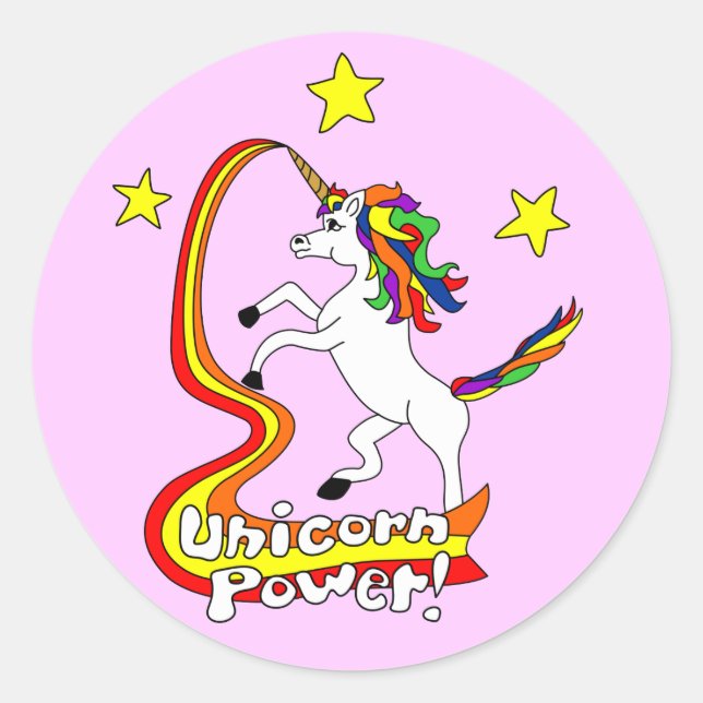Einhorn Power! Runder Aufkleber (Vorderseite)