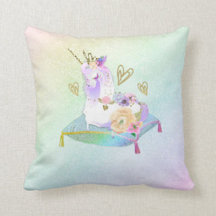 Einhorn-Prinzessin Diva Iridescent Rainbow Pastel Kissen
