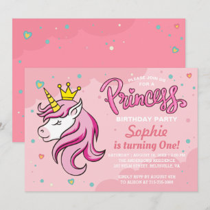 Einhorn Prinzessin Geburtstagsparty-Einladung Einladung