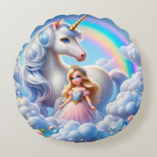 Einhorn Prinzessin Regenbogen Kissen – Pastell Mär