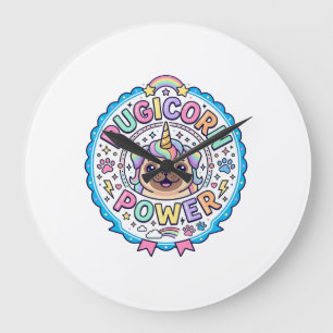 Einhorn Pugicorn Power Lustig Süß Geschenk Design_ Große Wanduhr