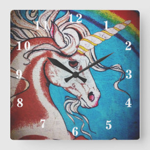 Einhorn Quadratische Wanduhr