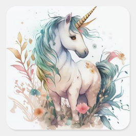 Einhorn Quadratischer Aufkleber