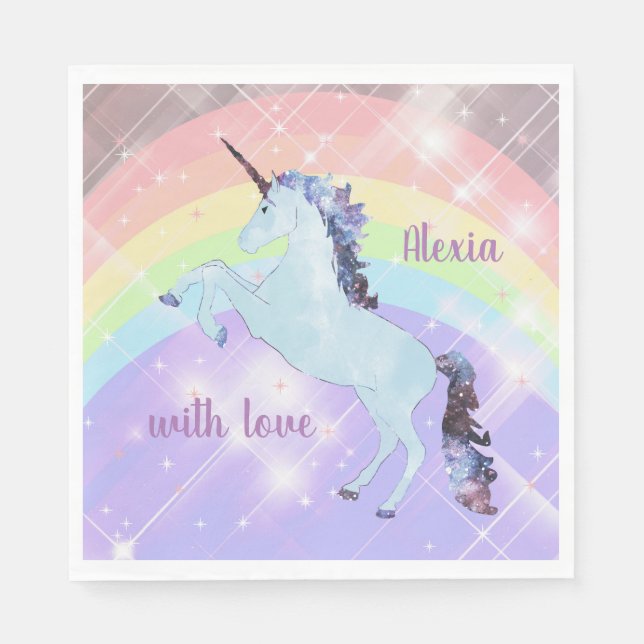 Einhorn, Regenbogen, für Mädchen, Kinder, festlich Serviette (Vorderseite)